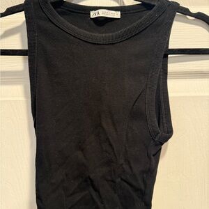 Zara Sleek Black Sleeveless Top
